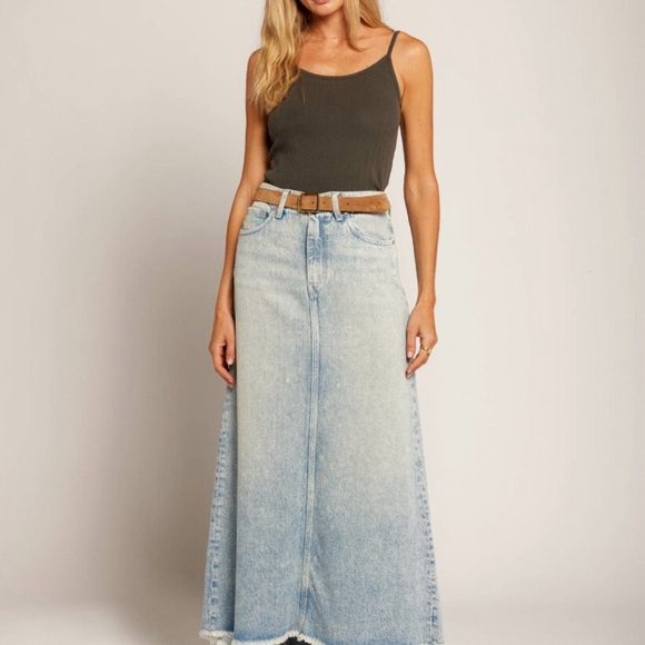 Current Elliott THE MEGAN Denim MAXI SKIRT - Picture 2 of 9